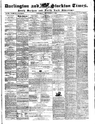 cover page of Darlington & Stockton Times, Ripon & Richmond Chronicle published on September 17, 1853