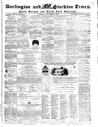 cover page of Darlington & Stockton Times published on December 17, 1853