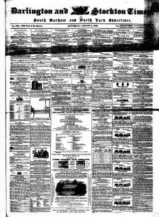 cover page of Darlington & Stockton Times, Ripon & Richmond Chronicle published on August 2, 1856