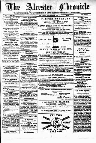 cover page of Alcester Chronicle published on November 2, 1872