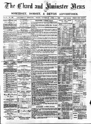 cover page of Chard and Ilminster News published on April 4, 1885