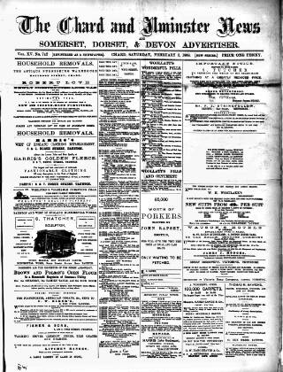 cover page of Chard and Ilminster News published on February 2, 1889