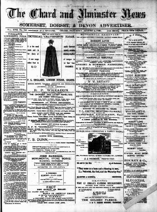 cover page of Chard and Ilminster News published on August 2, 1890