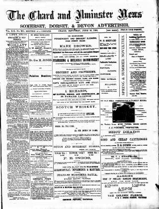 cover page of Chard and Ilminster News published on June 18, 1892