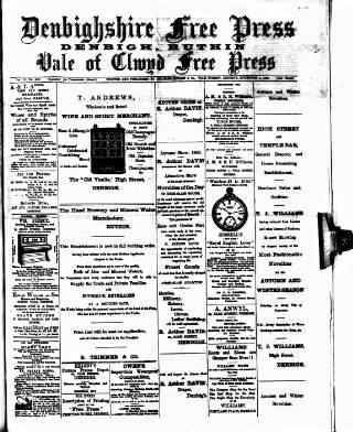 cover page of Denbighshire Free Press published on November 2, 1889