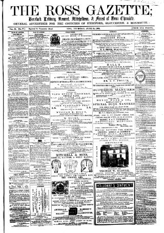 cover page of Ross Gazette published on June 18, 1868