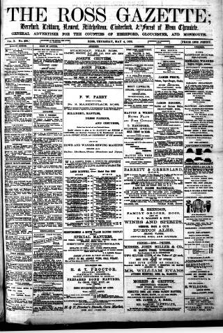 cover page of Ross Gazette published on May 4, 1876