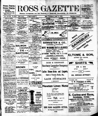 cover page of Ross Gazette published on June 18, 1914