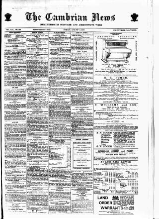 cover page of Cambrian News published on August 2, 1878