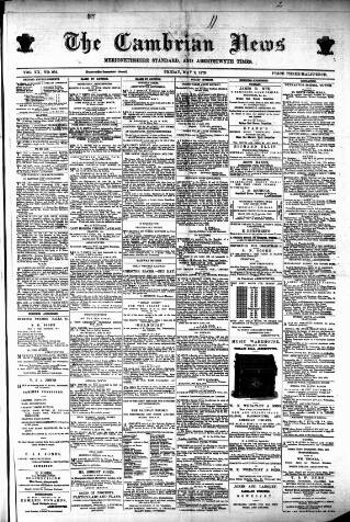cover page of Cambrian News published on May 2, 1879