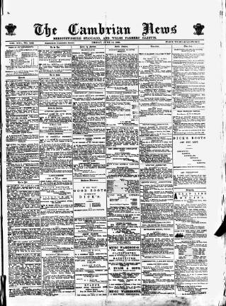 cover page of Cambrian News published on June 18, 1880