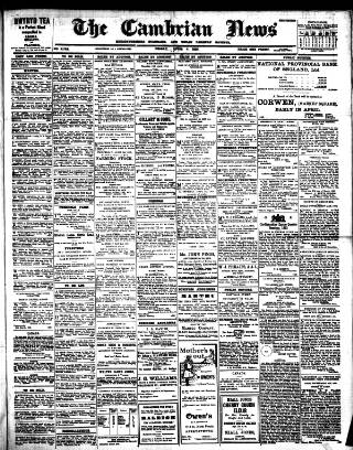 cover page of Cambrian News published on April 4, 1913
