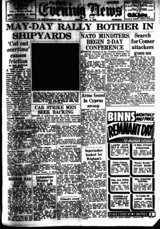 cover page of Shields Daily News published on May 4, 1956