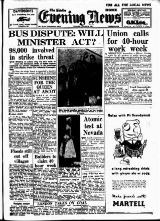 cover page of Shields Daily News published on June 18, 1957