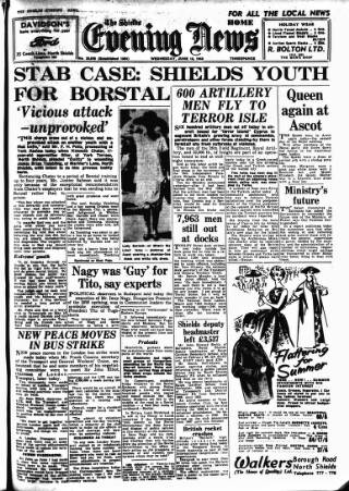 cover page of Shields Daily News published on June 18, 1958