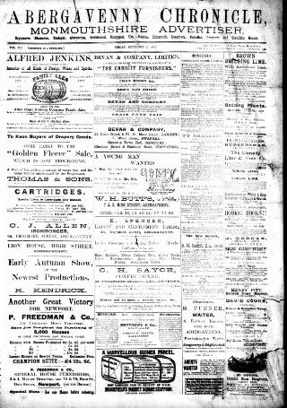 cover page of Abergavenny Chronicle published on September 17, 1897