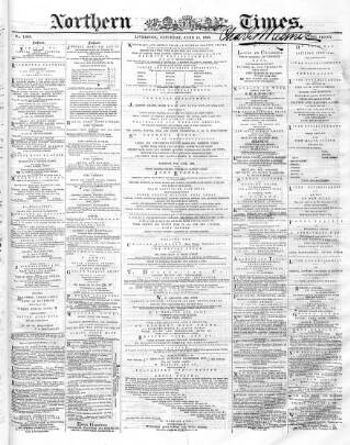 cover page of Northern Daily Times published on June 18, 1859
