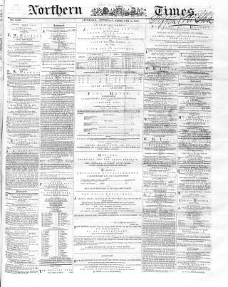 cover page of Northern Daily Times published on February 2, 1860