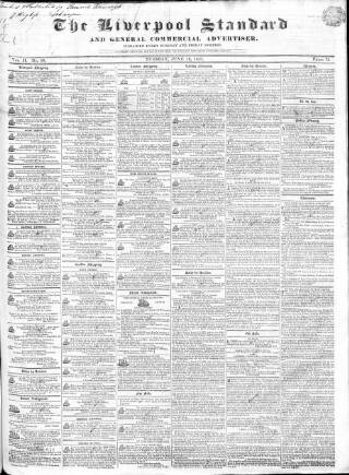 cover page of Liverpool Standard and General Commercial Advertiser published on June 18, 1833