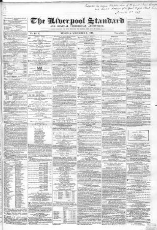 cover page of Liverpool Standard and General Commercial Advertiser published on November 2, 1847