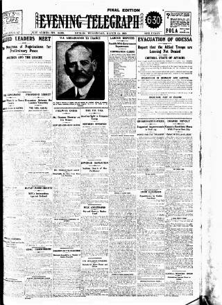 cover page of Dublin Evening Telegraph published on March 19, 1919