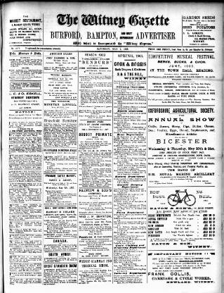 cover page of Witney Gazette and West Oxfordshire Advertiser published on May 2, 1903