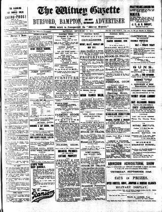 cover page of Witney Gazette and West Oxfordshire Advertiser published on September 17, 1910