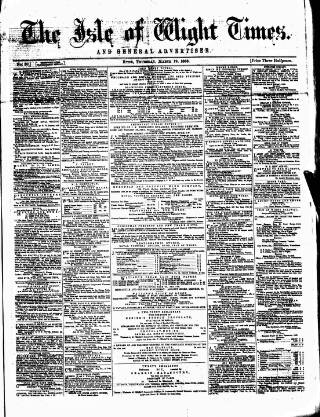 cover page of Isle of Wight Times published on March 19, 1863