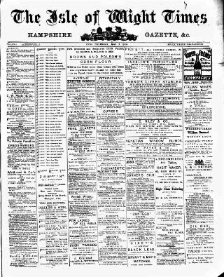 cover page of Isle of Wight Times published on May 2, 1889