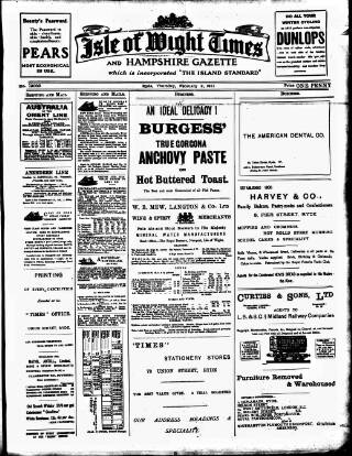 cover page of Isle of Wight Times published on February 2, 1911