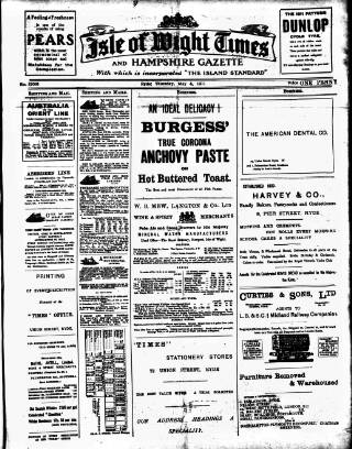 cover page of Isle of Wight Times published on May 4, 1911