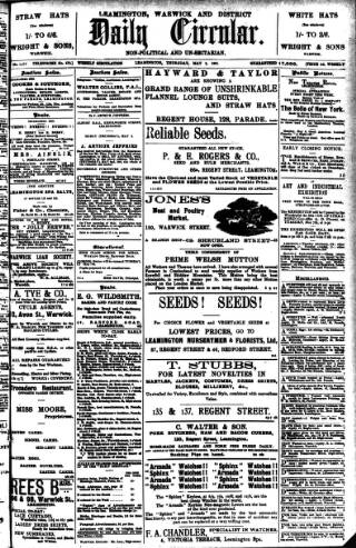 cover page of Leamington, Warwick, Kenilworth & District Daily Circular published on May 2, 1901