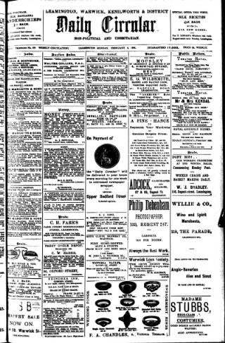 cover page of Leamington, Warwick, Kenilworth & District Daily Circular published on February 2, 1903