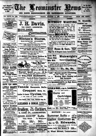 cover page of Leominster News and North West Herefordshire & Radnorshire Advertiser published on August 2, 1907