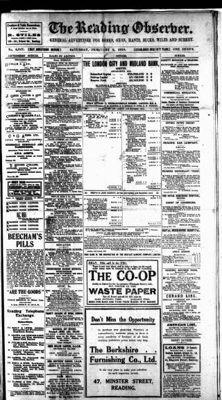 cover page of Reading Observer published on February 2, 1918