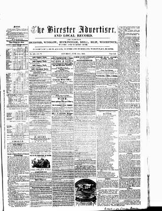 cover page of Bicester Advertiser published on June 18, 1859