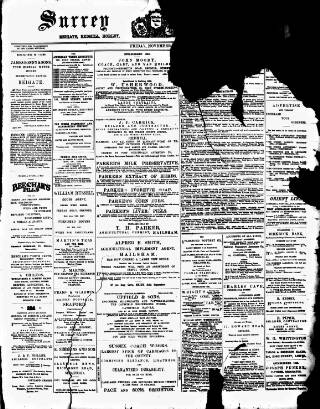 cover page of Surrey Gazette published on November 2, 1900