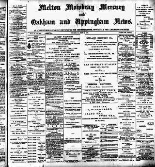cover page of Melton Mowbray Mercury and Oakham and Uppingham News published on June 18, 1896