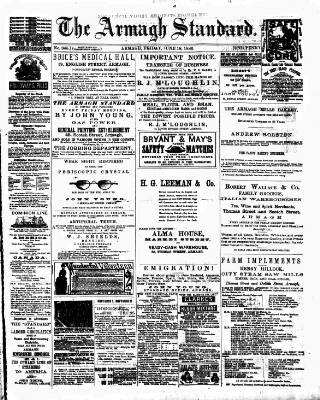 cover page of Armagh Standard published on June 18, 1886