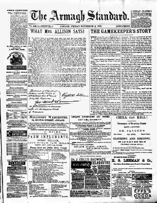 cover page of Armagh Standard published on November 2, 1888