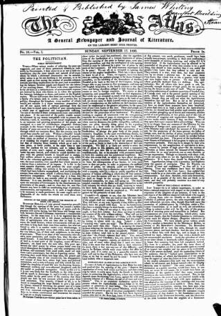 cover page of Atlas published on September 17, 1826
