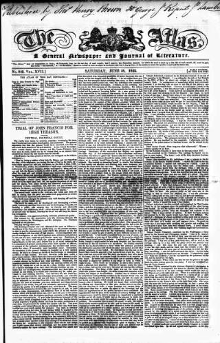 cover page of Atlas published on June 18, 1842