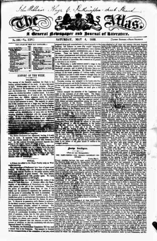 cover page of Atlas published on May 4, 1850