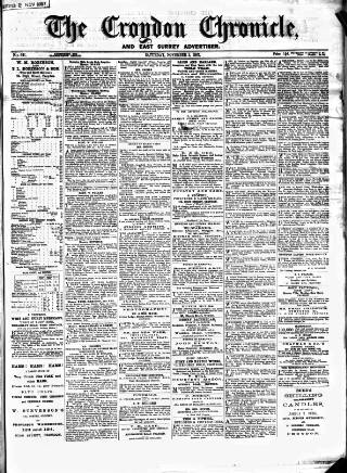 cover page of Croydon Chronicle and East Surrey Advertiser published on November 2, 1867