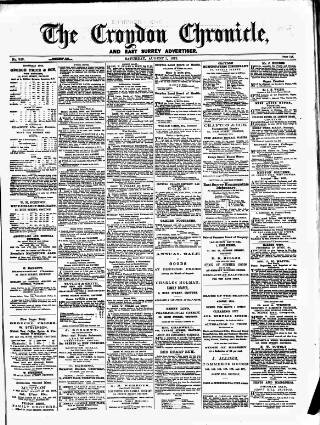 cover page of Croydon Chronicle and East Surrey Advertiser published on August 2, 1873