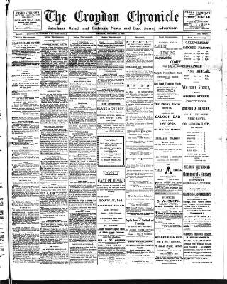 cover page of Croydon Chronicle and East Surrey Advertiser published on September 17, 1898