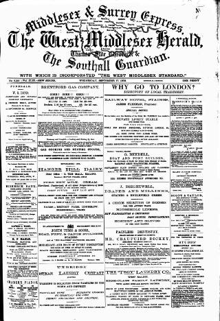 cover page of Middlesex & Surrey Express published on September 17, 1902