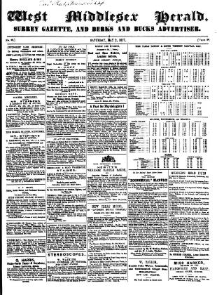 cover page of West Middlesex Herald published on May 2, 1857