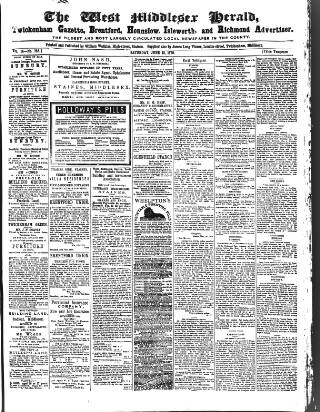 cover page of West Middlesex Herald published on June 18, 1870