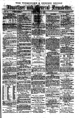 cover page of Todmorden Advertiser and Hebden Bridge Newsletter published on June 18, 1880